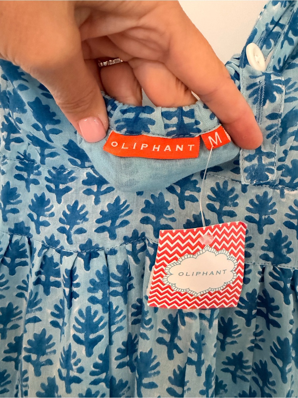 Oliphant Blue Botanical Print Ruffle Sundress - Picture 2 of 6
